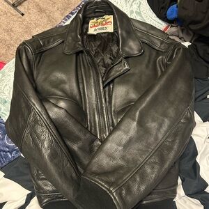 Avirex Dark Leather Bomber Jacket size Large